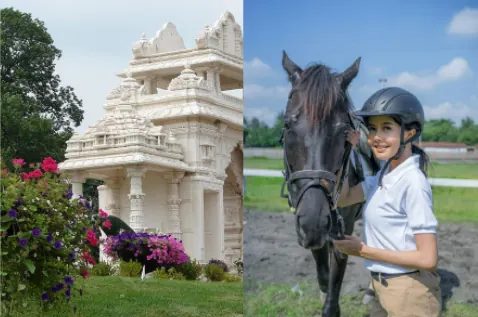Temple and horse riding